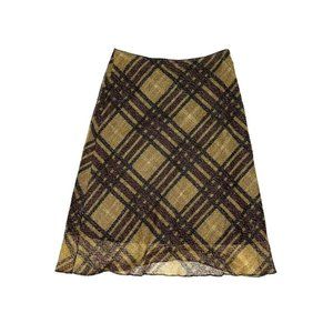 Gold & Cream Vintage Mesh Metallic Midi Skirt